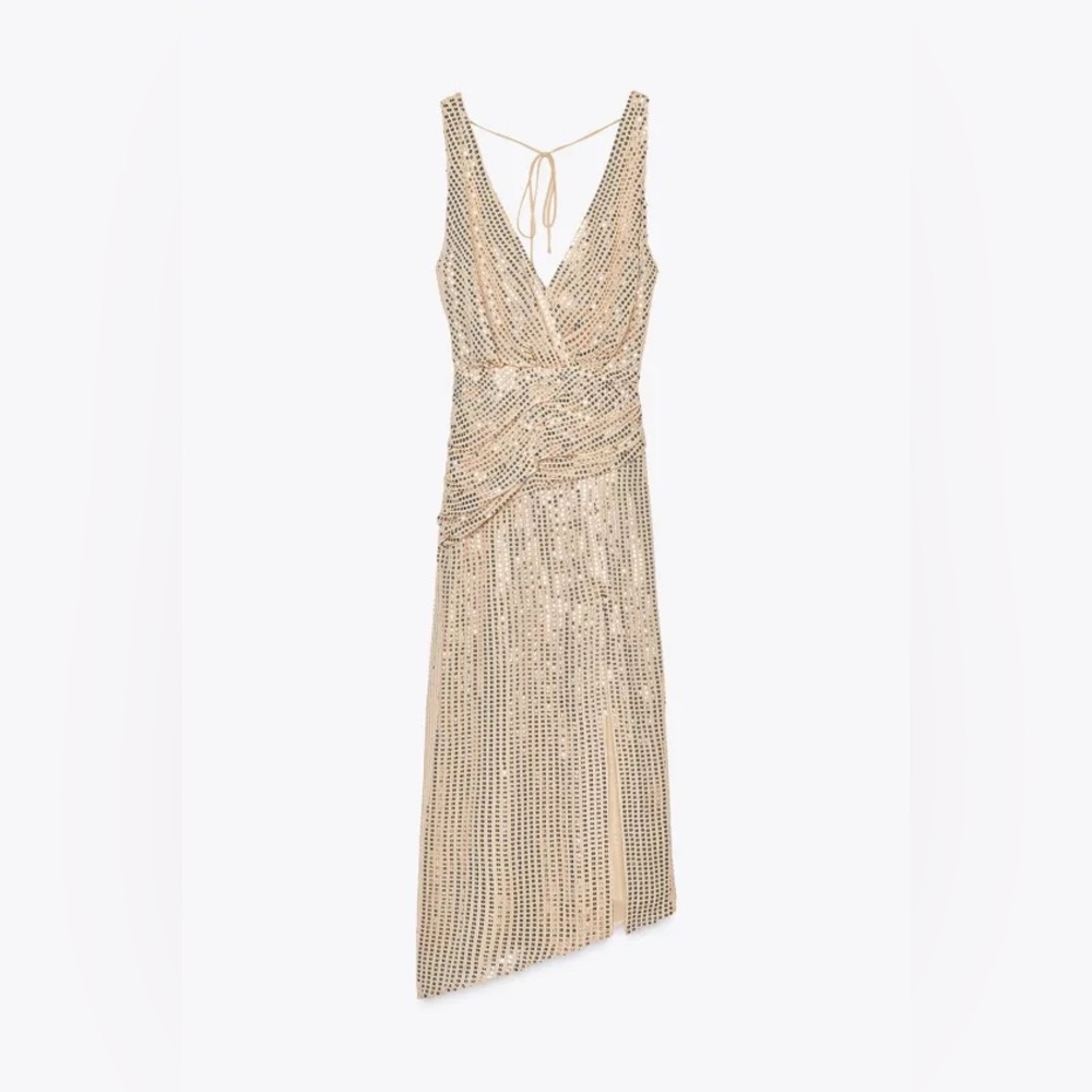 Zara Beige Backless Dress